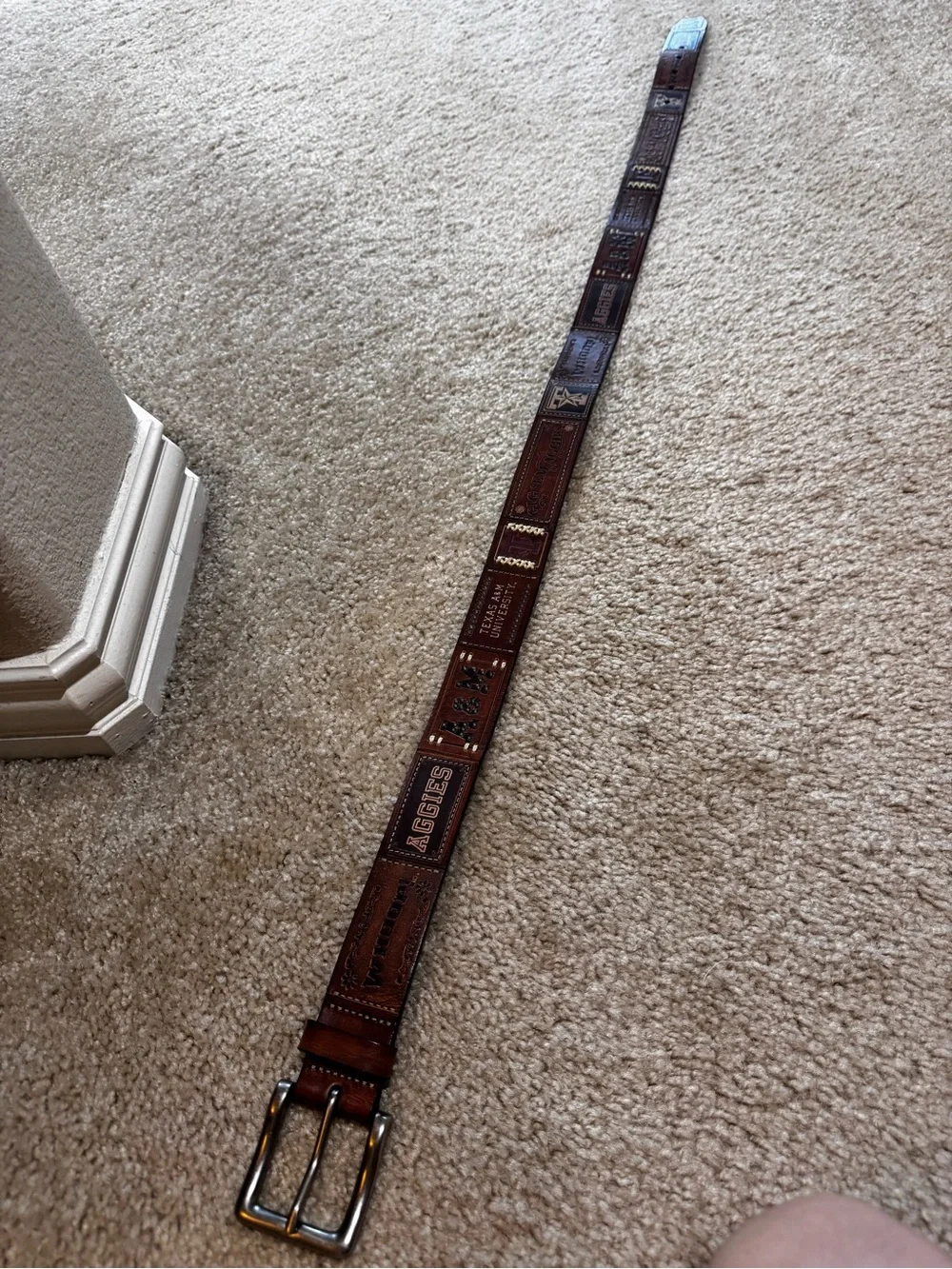 Fossil Brown Leather 'Aggies' Embossed Belt